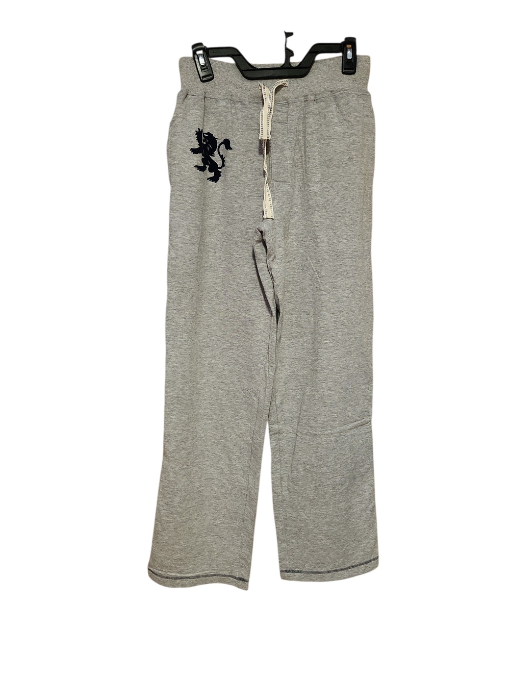 Mens Gray Drawstring Sweatpants with Lion Crest